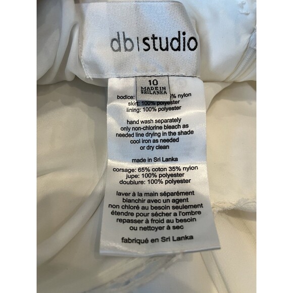 DB Studio Wedding Dress NWT Sz 10 Scalloped V-Neck Lace Bodice A-Line Soft White - Picture 10 of 16